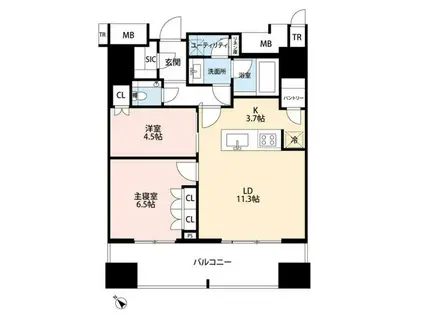 プラウドタワー渋谷(2LDK/5階)の間取り写真