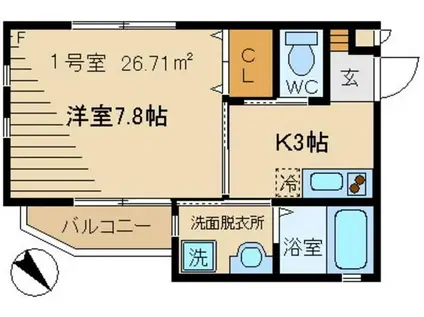 MYLOUCUS三ノ輪(1K/2階)の間取り写真