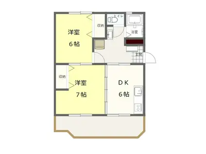 ヴィラ本町I(2DK/2階)の間取り写真