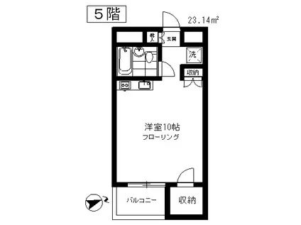 浅海ビル(ワンルーム/5階)の間取り写真