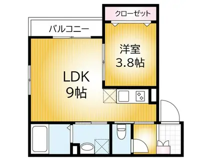 コモイルソーレ弁天(1LDK/2階)の間取り写真