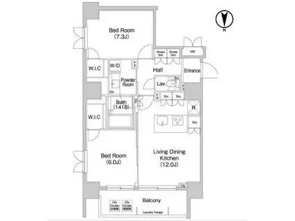 コンフォリア麻布イースト(2LDK/7階)の間取り写真