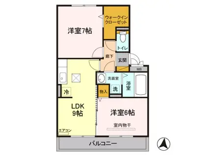 エスポワール(2LDK/2階)の間取り写真