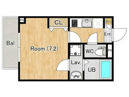 ジーメゾン風渡野(1K/1階)の間取り写真