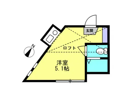 ユナイト金沢八景ハイゼンベルグ(ワンルーム/2階)の間取り写真