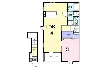 アメニティーハイツ川島II(1LDK/2階)の間取り写真