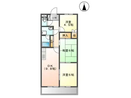 ピアアルティア(3DK/2階)の間取り写真