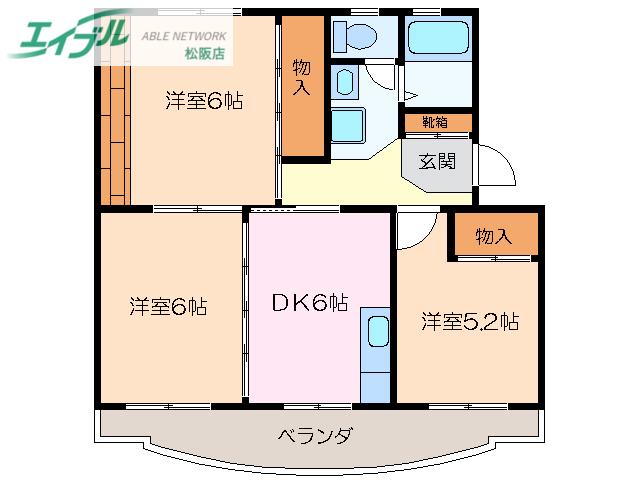 ファミリー久保山 II(3DK/3階)の間取り写真