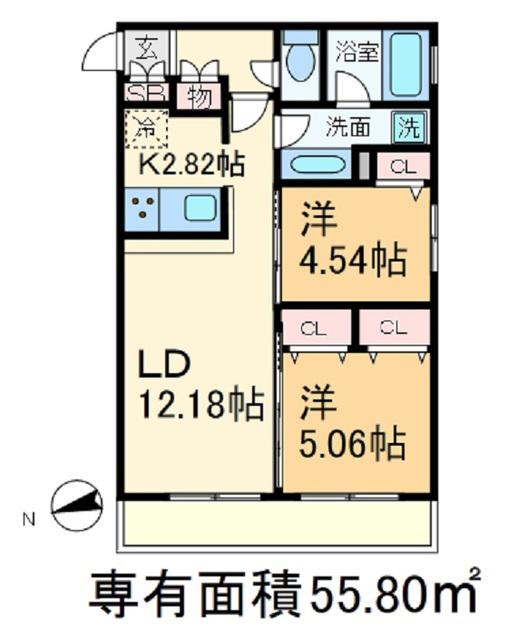 ラティエラ滝野川(2LDK/1階)の間取り写真