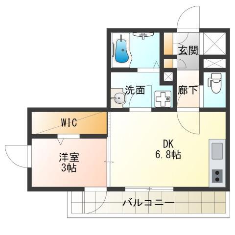 TREBINA AYAKA(1DK/3階)の間取り写真