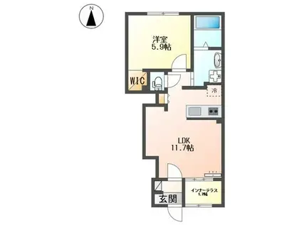 真崎町アパート(1LDK/1階)の間取り写真