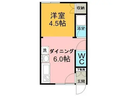 ハイツサンヨーII(1DK/2階)の間取り写真