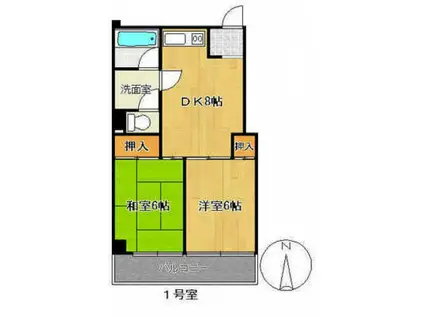 メゾン萩(2DK/2階)の間取り写真