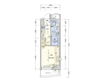 ブライズ品川大井DUE(1K/4階)の間取り写真