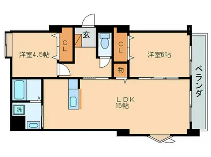 TOKUDA MANSION(2LDK/3階)の間取り写真