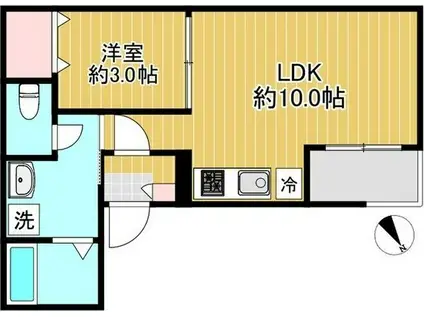 VILLA川名(1LDK/2階)の間取り写真