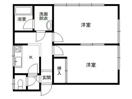 ゆうしんヒルズ(2K/2階)の間取り写真