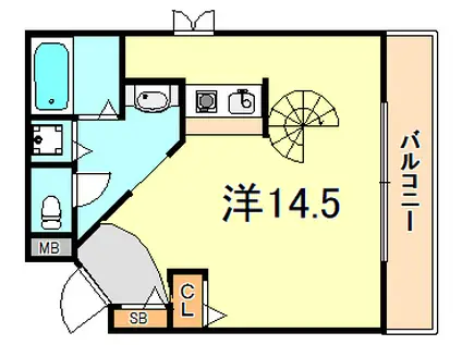 ベル パティオI(ワンルーム/2階)の間取り写真