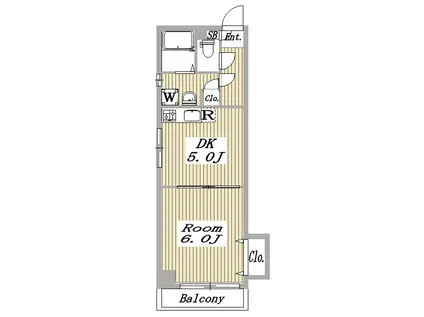 ピースフル北上野(1DK/2階)の間取り写真