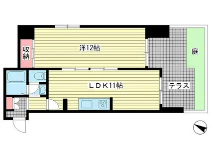 甲南オークス兵庫(1LDK/1階)の間取り写真