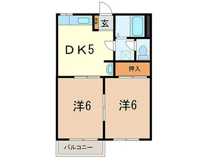 フレグランスK(2DK/2階)の間取り写真