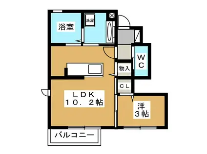 グランディールT D(1LDK/1階)の間取り写真