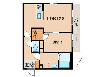 ベレオ広瀬(1LDK/3階)の間取り写真