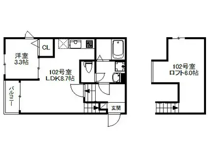 LA VISTA 638(1LDK/1階)の間取り写真