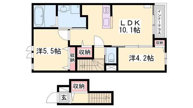 ヒルハイツ(2LDK/2階)の間取り写真