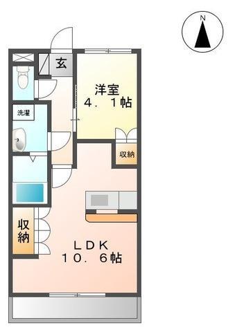 ラティールIII(1LDK/1階)の間取り写真