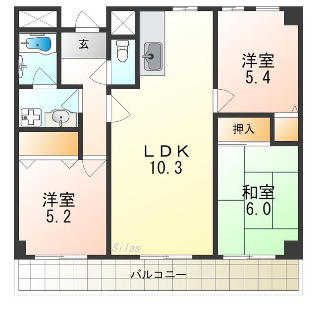 グレイスコート深井(3LDK/2階)の間取り写真