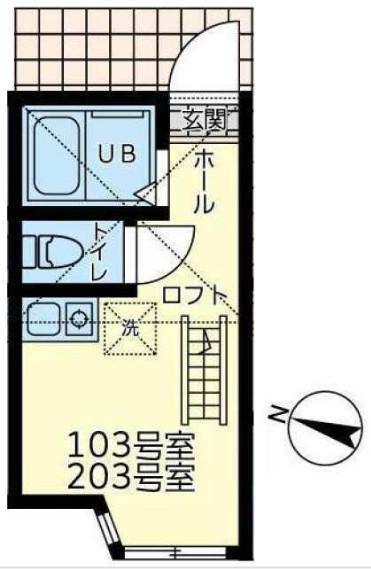 ユナイト安針ポルトスの杜(ワンルーム/2階)の間取り写真