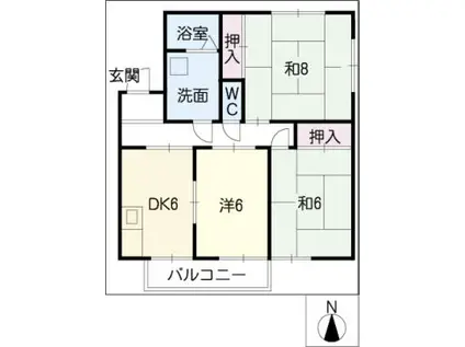 サンフラワーフジ(3DK/2階)の間取り写真