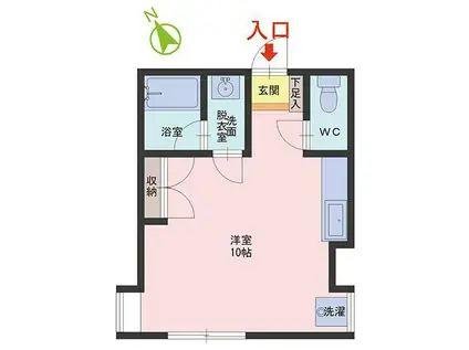 ハイムK(ワンルーム/3階)の間取り写真