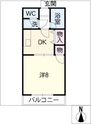 エルシャトー緑(1DK/1階)の間取り写真