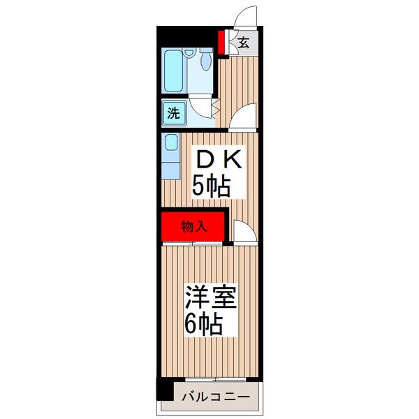 グリーンヒル(1DK/4階)の間取り写真
