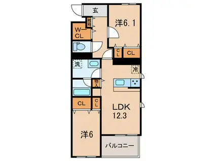 AL FINE(2LDK/2階)の間取り写真