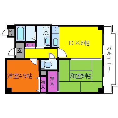 オクト千歳(2DK/3階)の間取り写真