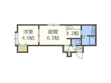 ハルニレ(1LDK/2階)の間取り写真
