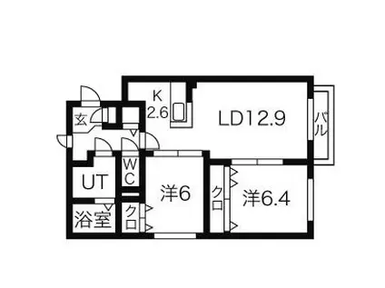 地下鉄東西線 南郷13丁目駅 徒歩7分 4階建 築19年(2LDK/2階)の間取り写真