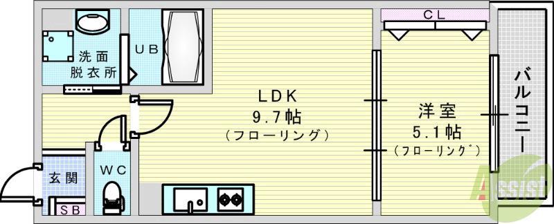 NUT SYOJAKU(1LDK/1階)の間取り写真