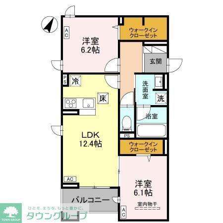 ラ・グリシーヌ・レーブ(2LDK/1階)の間取り写真