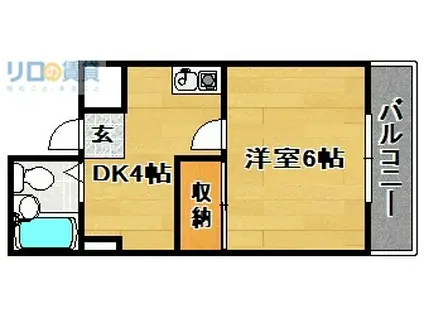 ショーエハイツ(1DK/2階)の間取り写真