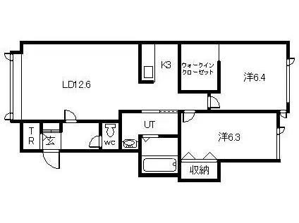 マハロII(2LDK/2階)の間取り写真