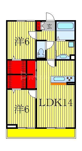 ウエスト COURT 結(2LDK/1階)の間取り写真