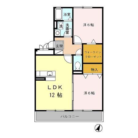 リヴィエール(2LDK/2階)の間取り写真