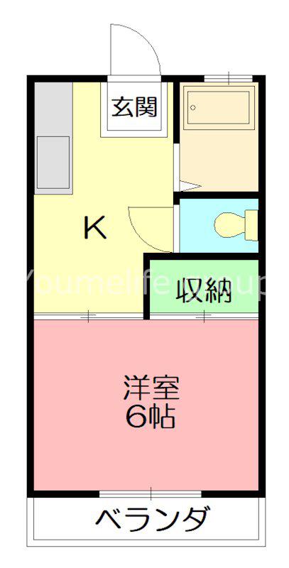 城所ハイツ(1K/2階)の間取り写真