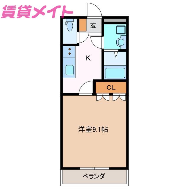ドリームシャトー(1K/2階)の間取り写真