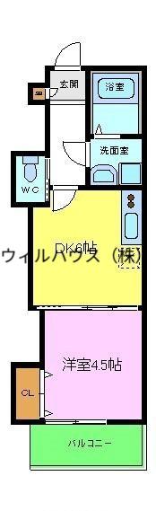 TKアンバーコート羽衣2(1DK/2階)の間取り写真