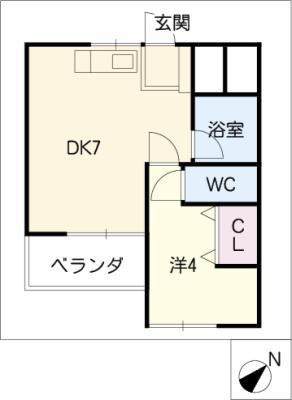 日の出マンション(1DK/2階)の間取り写真